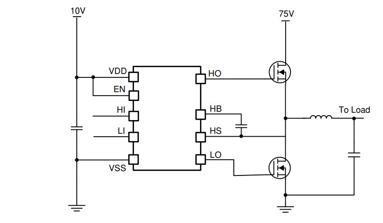 应用电路图 - Texas Instruments UCC27289 120V半桥驱动器